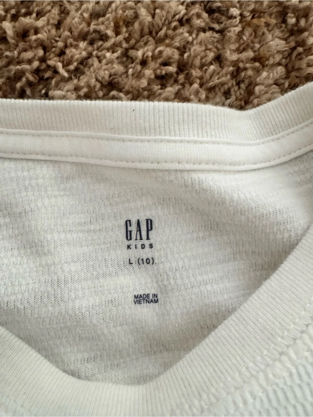 GAP Kids White Waffle Knit Long Sleeve Top